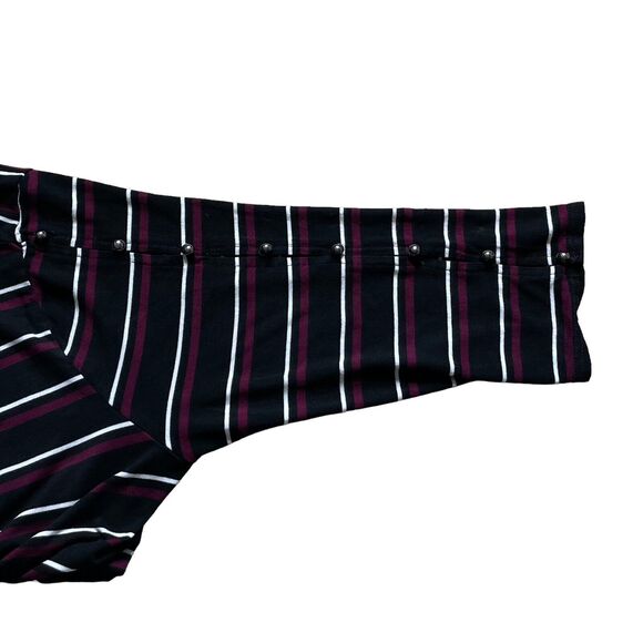 French Laundry Women Striped 3/4 Sleeve Top Snap Button SZ/1X - Picture 4 of 9